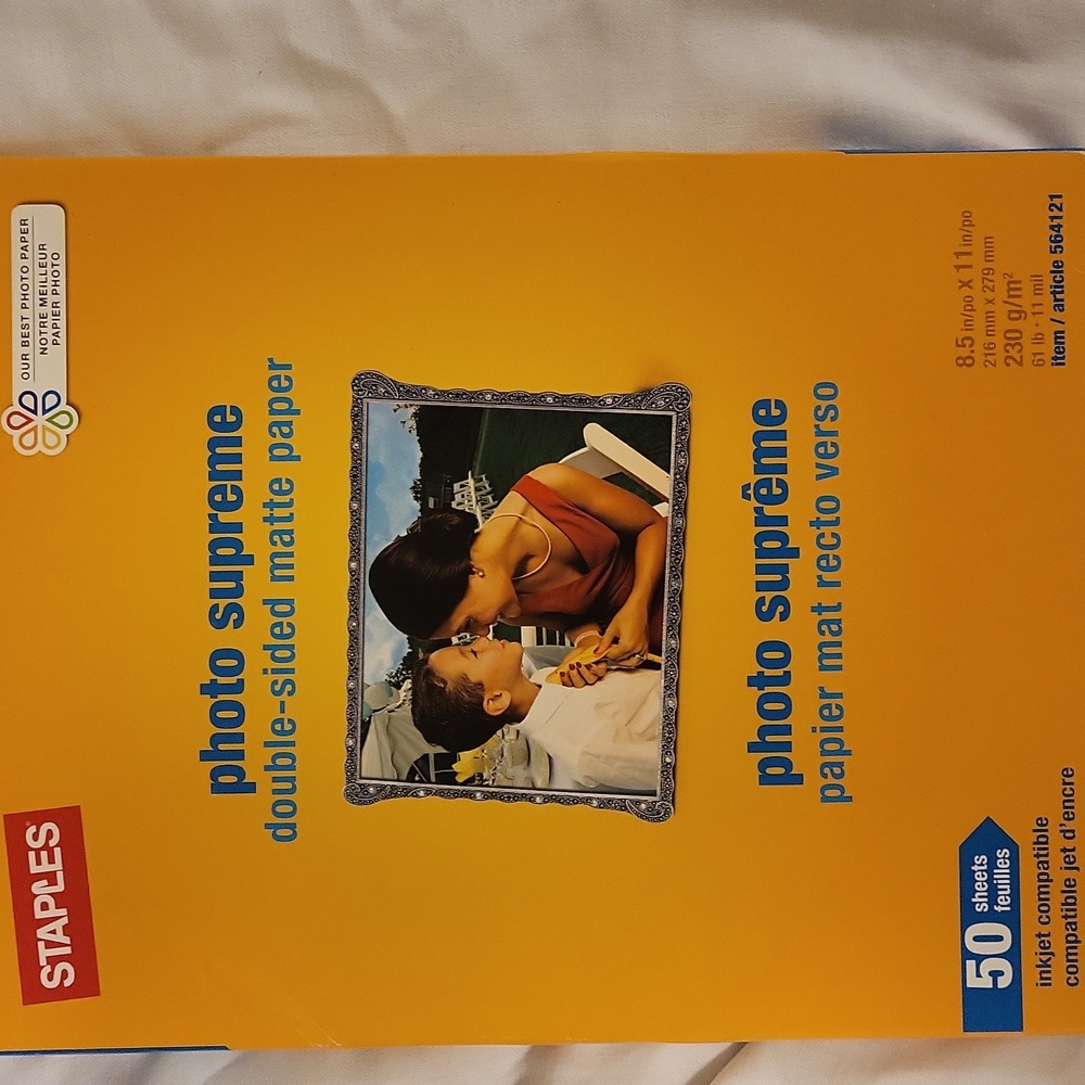 Staples photo supreme double sided matte 8.5" x 11" pack of 50 New Sealed